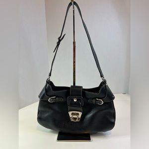 Salvatore Ferragamo Black Gancini Leather Shoulder Bag